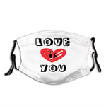Hicyyu Comfortable Windproof Face cover,Love is You Cute Valentines Day Themed Hand Lettered Design with a Red Heart,Printed Facial Decorations for Everyone