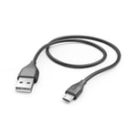 Hama Câble Micro-USB (Câble de charge USB-A 2.0 mâle/Micro-USB, Câble de Transfert de Données haute vit. 480 Mbit/s, 1.5m, pour Samsung Galaxy,PS4,Huawei,Kindle, Nokia,Sony, LG,Xiaomi) Noir