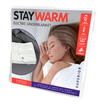 STAYWARM Single Size Superior Electric Underblanket with Detachable Controller, 60w, 150 x 70cm, White