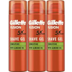 Gillette Fusion 5 Ultra Sensitive Men's Shaving Gel 200 ml x 3