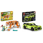 LEGO 31129 Creator 3 in 1 Majestic Tiger to Panda or Koi Fish Set, Animal Figures, Collectible Build & Technic Ford Mustang Shelby GT500 Set, Pull Back Drag Toy Race Car Model Building Kit