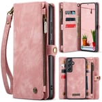 CaseMe Samsung Galaxy S25 Plus Rymligt plånboksfodral med många kortfack, Rosa