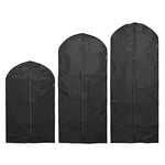 Brabantia - Clothes Cover M, L, XL - Protective Clothes Bag - Wardrobe Storage - Clothes Rack Organiser - Transparent Hanging Bag - Suitable for Coats & Dresses - Set of 3 Sizes - Black