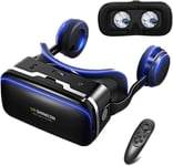 Casque Vr Pour Téléphone Avec Casque Et Contrôleur, Lunettes De Réalité Virtuelle 3D Avec Visionneuse De Lumière Bleue Pour Films Et Jeux Vidéo, Compatible Avec Smartphone À Écran De 4,7 À 6