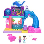 Polly Pocket Pollyville Aquarium Starring Shani Playset with 2 Dolls, Toy Car, and 11 Accessories Including 8 Sea Animals, Toy with Water Play​, HKW15