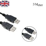 3meter USB EXTENTION Cable Lead USB Male Plug to USB Female cable Extender LEAD