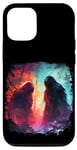 Coque pour iPhone 14 Pro Deux bigfoot rouge bleu faceoff forêt sasquatch yeti cool art