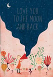Kort med kuvert (guld) - Love you to the moon and back (Fraktfritt)