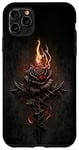 iPhone 11 Pro Max Cross with wings and roses on fire design Mechanical Cross Case
