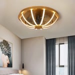QSBY Invisible Wind Household Mute with Led Chandelier Three-Speed Speed Control Ceiling Fan LAMP for Bedroom Kitchen Balcony 60CM,Gold