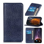 KM-WEN® Case for Motorola Moto E6 Plus (6.1 Inch) Book Style Retro Crazy Horse Pattern Automatic Adsorption PU Leather Wallet Case Flip Cover Case Bag with Stand Protective Cover Blue