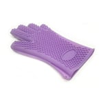 1 Pair Silicone Gloves Waterproof Anti Heat Anti-Slip Gloves Oven Thick for Microwave Barbecue Dishwasher - Purple