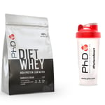 PhD Diet Whey Protein Powder Powder 1kg Cookies & Cream + PhD 600ml Shaker