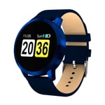 GBY Smart watch, fitness tracker, tracker with step timer and sleep monitor, IP67 waterproof fitness wristband as calorie counter pedometer watch, available for kids ladies men-leather-blue