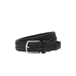John Henric Black Elastic Leather Belt Svart