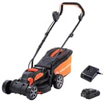 Yard Force 20V 33cm Cordless Lawnmower with 4.0Ah Lithium-Ion Battery & Quick Charger - LM C33