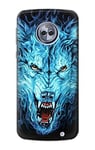 Blue Fire Grim Wolf Case Cover For Motorola Moto G6 Plus