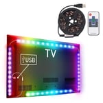 USB-driven TV-belysning   / LED-slinga med fjärr - 12W 60 LEDs SMD 5050 RGB 1x1m