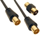 Coaxial TV Aerial Cable Coax Straight Extension Lead Male to Male Antenna Wire