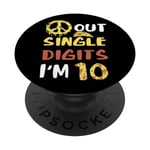 Peace Sign Out Pizza Single Digits I'm 10 Years Old Birthday PopSockets Swappable PopGrip