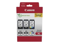 Canon PG-545XL x2 /CL-546XL Multi Pack - Pack de 3 - à rendement élevé - noir, couleur (cyan, magenta, jaune) - original - boîte de suspension - cartouche d'encre - pour PIXMA TR4551, TR4650, TR4651, TS3350, TS3351, TS3352, TS3355, TS3450, TS3451, TS3