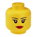 LEGO TOY STORAGE HEAD GIRL SMALL YELLOW BEDROOM PLAYROOM CHILDRENS