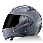 Bluetooth Casques Moto intégrés,Anti-Glare Full Face Modulable Double visières modulaire vélo Casques Motorcross Intercom Casque ECE Homologué C,XL