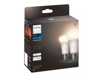 Philips Hue White - LED-glödlampa - form: A60 - E27 - 9.5 W (motsvarande 75 W) - klass F - varmt vitt ljus - 2700 K (paket om 2)