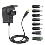 Seelion 5V 3A Universal Power Adapter AC/DC Transformers Power Supply with 8 Selectable Tips for USB-HUB, LED Strip, Kindle Fire Tablet, Router and Most 5V Devices 15W Wall Charger UK Plug 3000mA