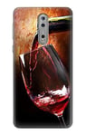 Red Wine Bottle And Glass Case Cover For Nokia 8