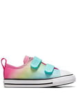Converse Infant Girls Easy-On Velcro Hyper Brights Ox Trainers - Turquoise/Pink, Blue, Size 6 Younger