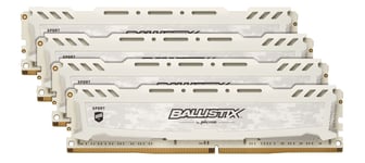 Crucial Ballistix Sport LT BLS4K8G4D26BFSC 2666 MHz, DDR4, DRAM, Desktop Gaming Memory Kit, 32 GB (8 GB x4), CL16 (White)