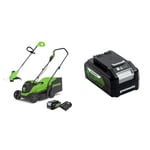 Greenworks Electric Lawn Mower 24V 33cm 30L Grass Catcher Box GD24LM33 and Cordless Grass Trimmer 25 & 24V Battery. Original Rechargeable Powerful Battery. Suitable for All 24V Gard