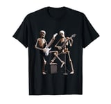 Skeleton Playing Guitar Band - Rock Style Halloween Graphic T-Shirt