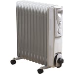 Daewoo New 11 Fin Oil Filled Radiator 2500W Portable Electric Heater &Thermostat