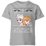 Disney Frozen Elsa and Anna Kids' Christmas T-Shirt - Grey - 5-6 Years