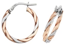 James Moore TH ER1041RW-15 9ct Rose/White Gold 15mm Hoop Jewellery