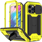 MIYIYQP Iphone 14 Pro Max 5G Case, Aluminum Metal Gorilla Glass Shockproof Milit