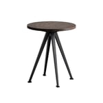 HAY - Pyramid Coffee Table 51 - Black Base - Smoked Oak - Ø45,5 x H54 cm - Träfärgad - Soffbord - Metall/Trä