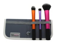 REAL TECHNIQUES TRAVEL ESSENTIALS GIFT SET 3 X BRUSHES + CASE. NEW