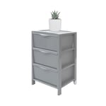 Organisateur avec tiroirs et roulettes avec 3 tiroirs - Commode grise polyvalente pour chambre, bureau, cuisine, 39,5 x 38 x 63 cm