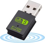 YJLX Bluetooth Wifi Dongle for PC 600Mbps Dual Band 2.4/5GHz Mini Wireless Netw