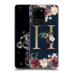 Official Nature Magick Letter H Floral Monogram Gold Navy Hard Back Case Compatible for Samsung Galaxy S20 Ultra 5G