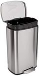 Amazon Basics Rectangular Kitchen Bin With Steel Bar Pedal, Soft-Closing Mechanism For Home and Office Use, 50 Liter/13.2 Gallon, Satin Nickel Finish