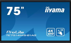 iiyama TE7514MIS-B1AG skyltställ Interaktiv plattskärm 190,5 cm (75") LCD Wi-Fi 435 cd/m² 4K Ultra HD Svart Pekskärm Inbyggd processor Android 24/7