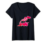 Womens Iron Horse Engine Hearts Valentine's Train Graphic For Kids V-Neck T-Shirt