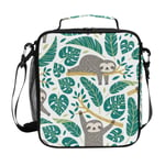 Girls Sloth Lunch Bags Palm Tree Cool Large Insulated Lunch Box Tote Bag Cold Thermal Freezable Shoulder Strap for Kids Teen School Work