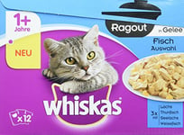 Whiskas Cat Food Wet Food Ragout Adult 1+ fish selection in jelly, 48 sachets (4 x 12 x 85 g)