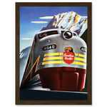 Canadian Pacific Railways 4040 Iconic Train Vintage Yellow Canada A4 Artwork Framed Wall Art Print