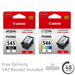 Genuine Canon PG545XL & CL546XL Ink Cartridge Pack - For Canon PIXMA TS3150